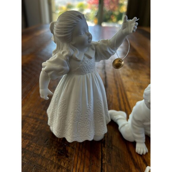 Department 56 Winter Silhouette Hanging The Ornaments White Porcelain Figurines - Picture 5 of 13